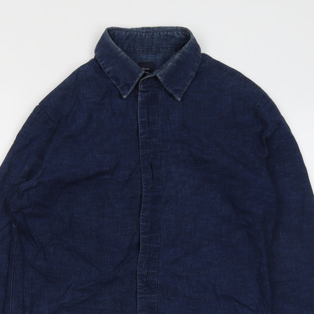 Mens UK Size M Gap Blue  Button-Up Long Sleeve Casual Shirt