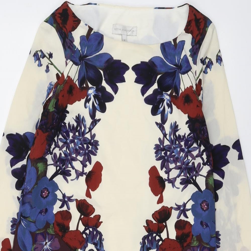 RJR.John Rocha Womens Multicoloured Floral Polyester Sheath Size 8 Round Neck Pullover