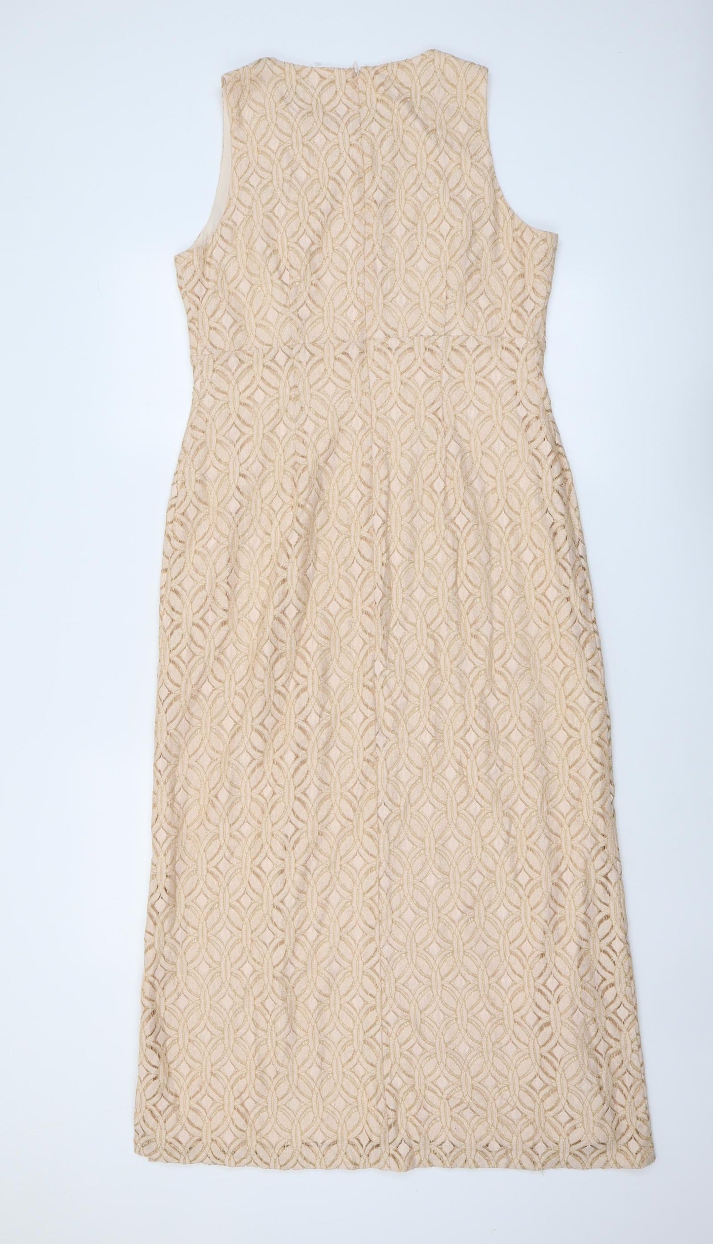 Joanna Hope Womens Pink Geometric Cotton Maxi Size 12 Round Neck Zip