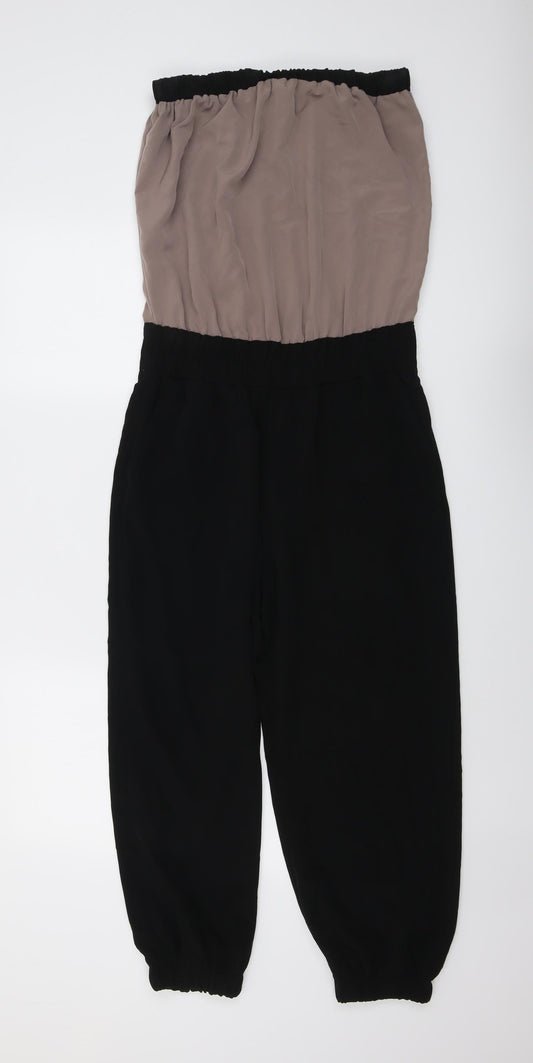 H&M Womens Black Polyester Jumpsuit One-Piece Size 8 Pullover