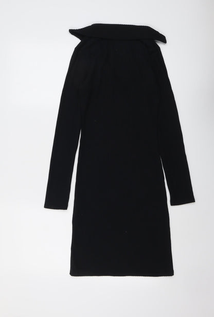New Look Womens Black Polyester A-Line Size 4 Collared Pullover