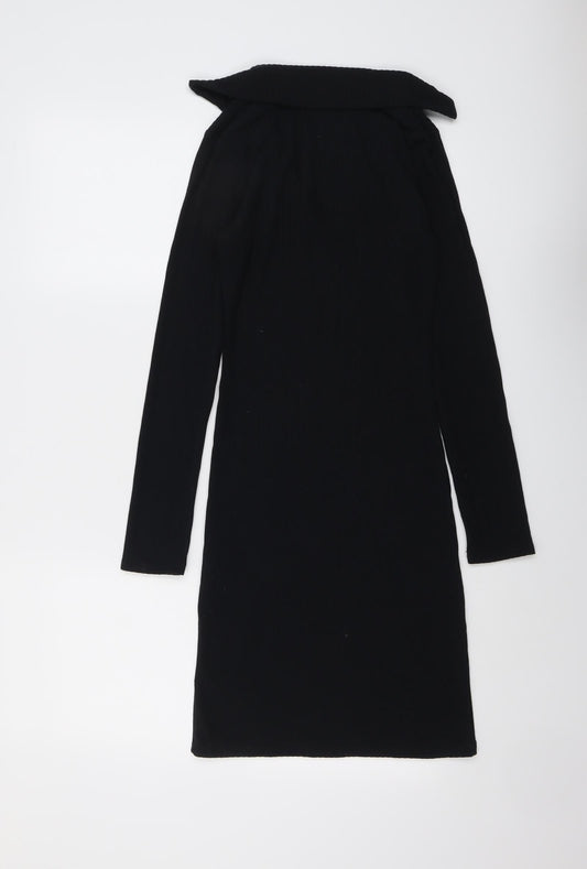 New Look Womens Black Polyester A-Line Size 4 Collared Pullover