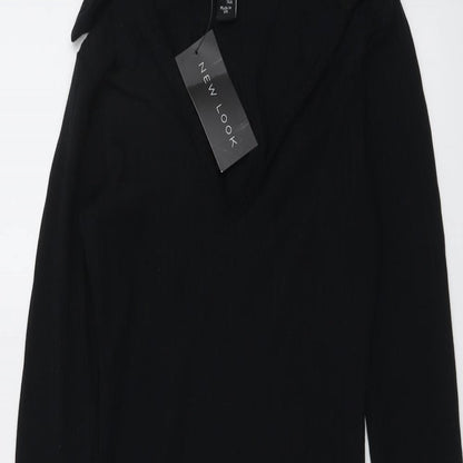 New Look Womens Black Polyester A-Line Size 4 Collared Pullover