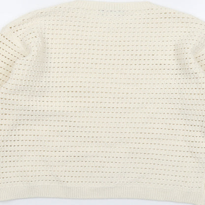 Marks and Spencer Womens Ivory Round Neck Acrylic Pullover Jumper Size S
