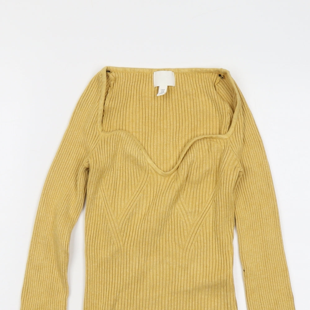 Womens UK Size M H&M Yellow Pullover Jumper