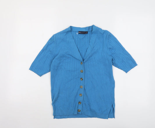 Womens UK Size XS Marks and Spencer Blue Cardigan Jumper