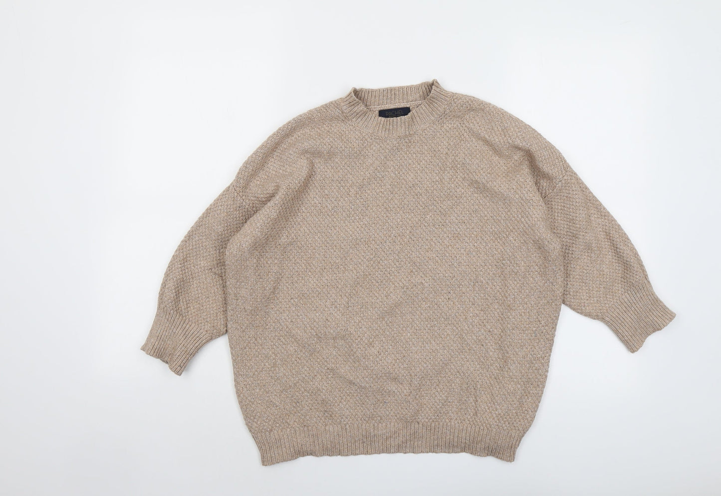 Rachel Womens Beige Mock Neck Acrylic Pullover Jumper Size M