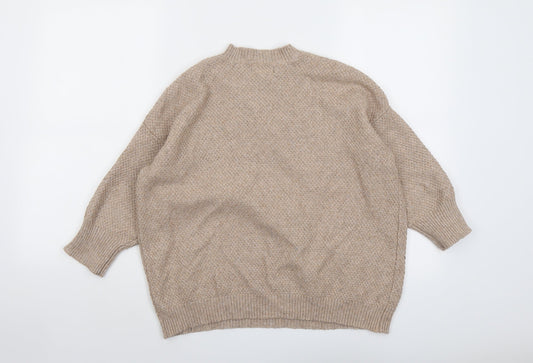 Rachel Womens Beige Mock Neck Acrylic Pullover Jumper Size M