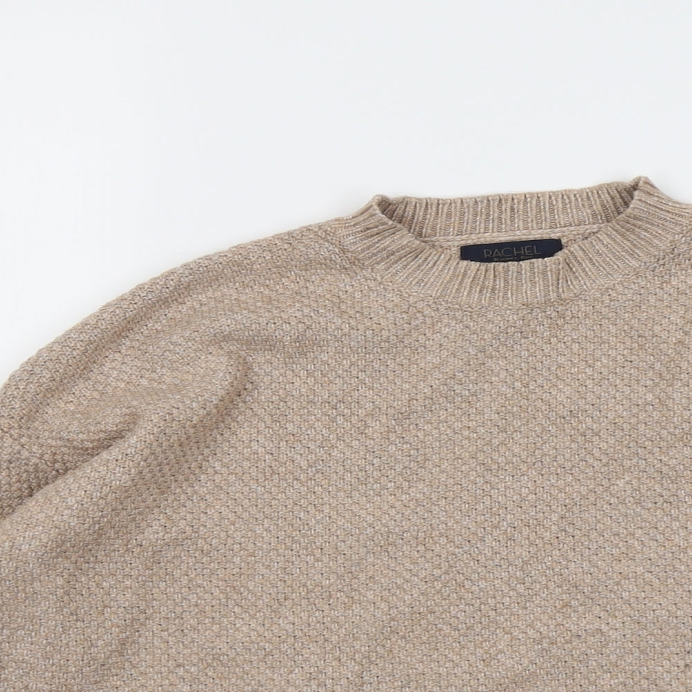 Rachel Womens Beige Mock Neck Acrylic Pullover Jumper Size M