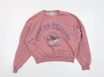 Womens UK Size S Pull&Bear Pink Pullover Sweatshirt