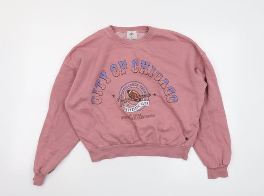 Womens UK Size S Pull&Bear Pink Pullover Sweatshirt
