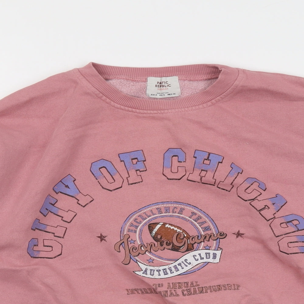 Womens UK Size S Pull&Bear Pink Pullover Sweatshirt