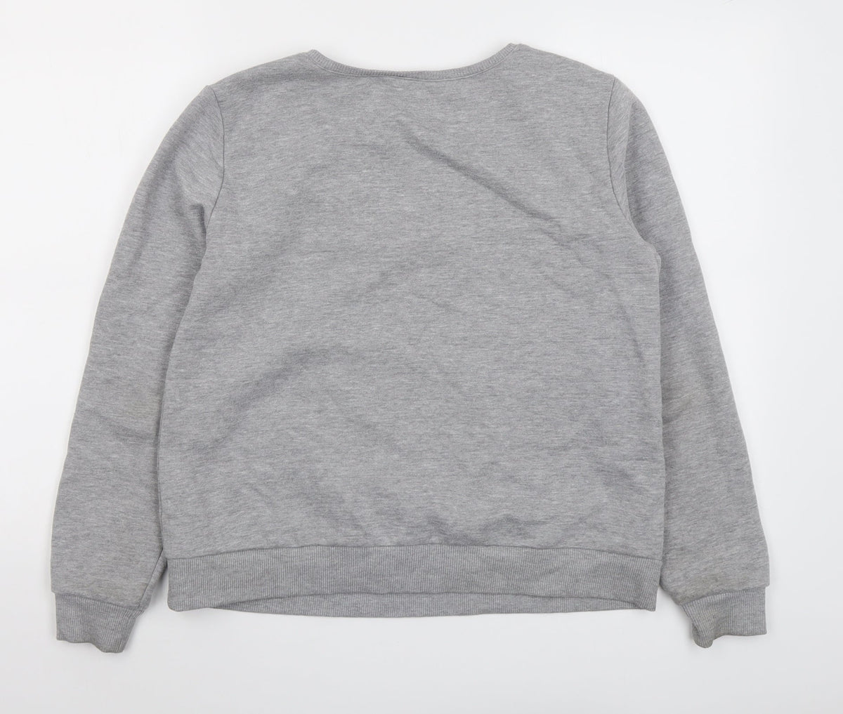 Back view of Red Herring women’s grey polyester pullover sweatshirt, size UK 14, pullover - flower detail