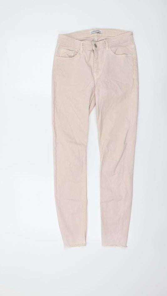 Zara Womens Beige Cotton Skinny Jeans Size 8 L27 in Regular Button