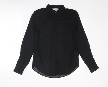Womens UK Size XS H&M Black Basic Button-Up