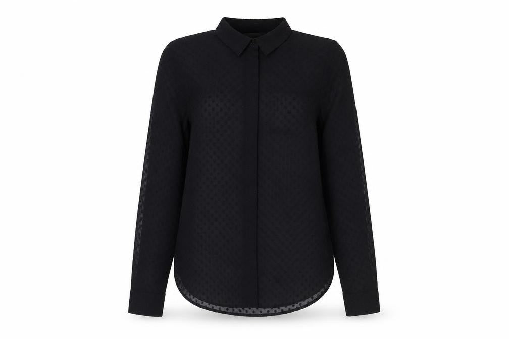 Womens UK Size XS H&M Black Basic Button-Up