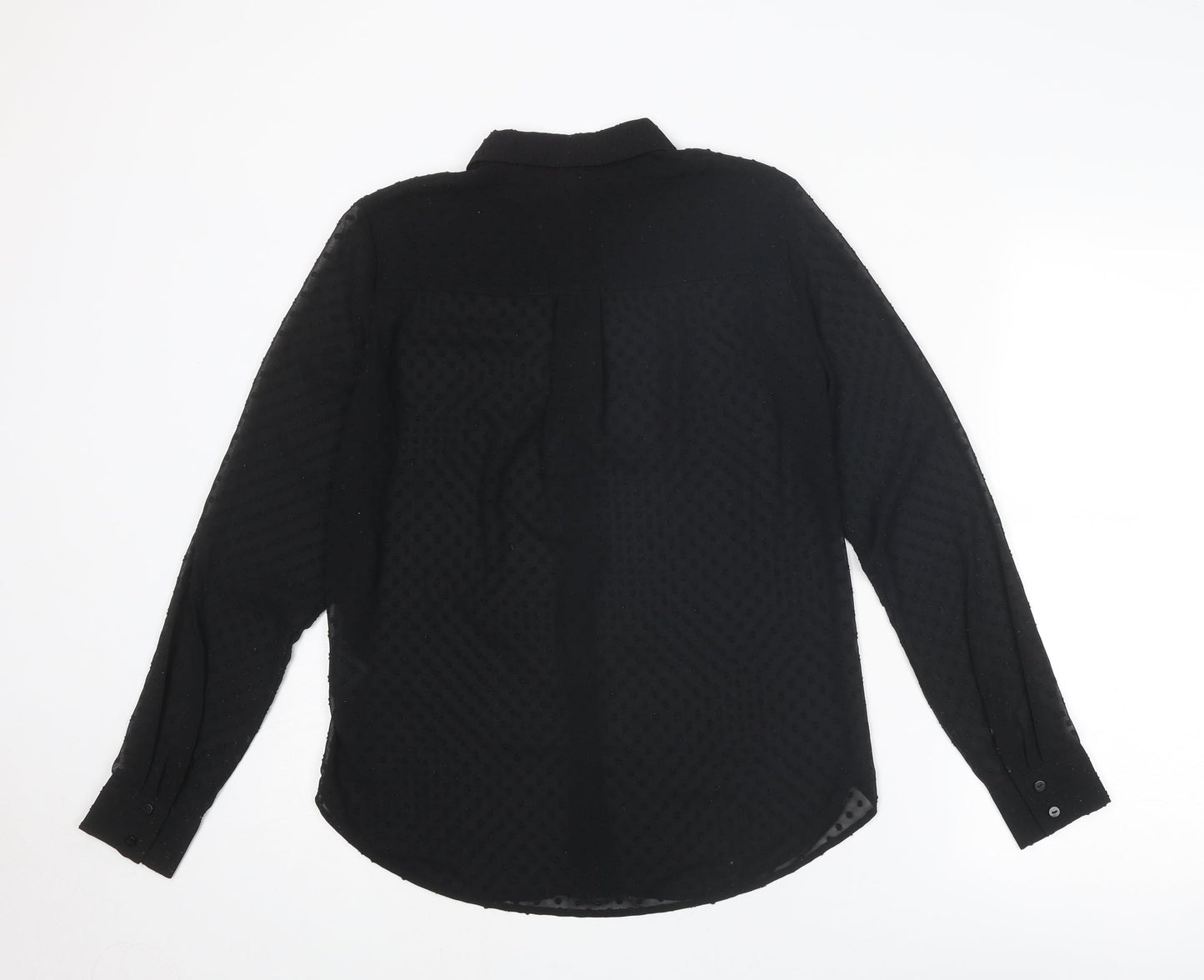Womens UK Size XS H&M Black Basic Button-Up