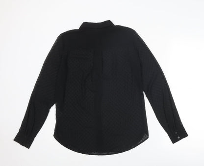 Womens UK Size XS H&M Black Basic Button-Up