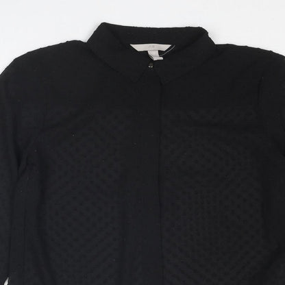 Womens UK Size XS H&M Black Basic Button-Up