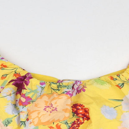 Womens UK Size M H&M Multicoloured Cropped Blouse