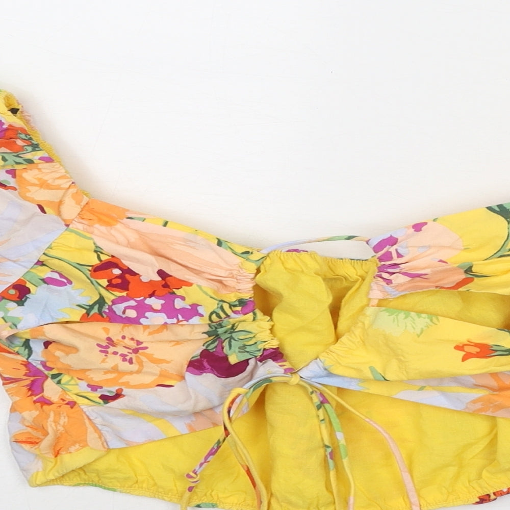 Womens UK Size M H&M Multicoloured Cropped Blouse