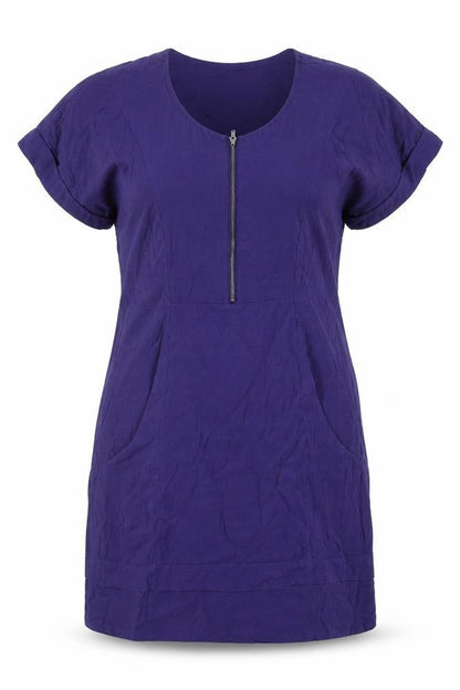 Sandwich Womens Purple Polyester A-Line Size 12 Round Neck Zip