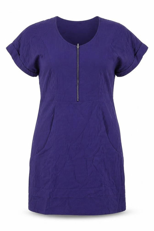 Sandwich Womens Purple Polyester A-Line Size 12 Round Neck Zip