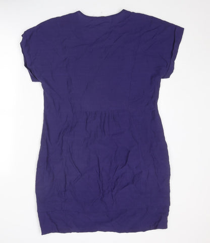 Sandwich Womens Purple Polyester A-Line Size 12 Round Neck Zip