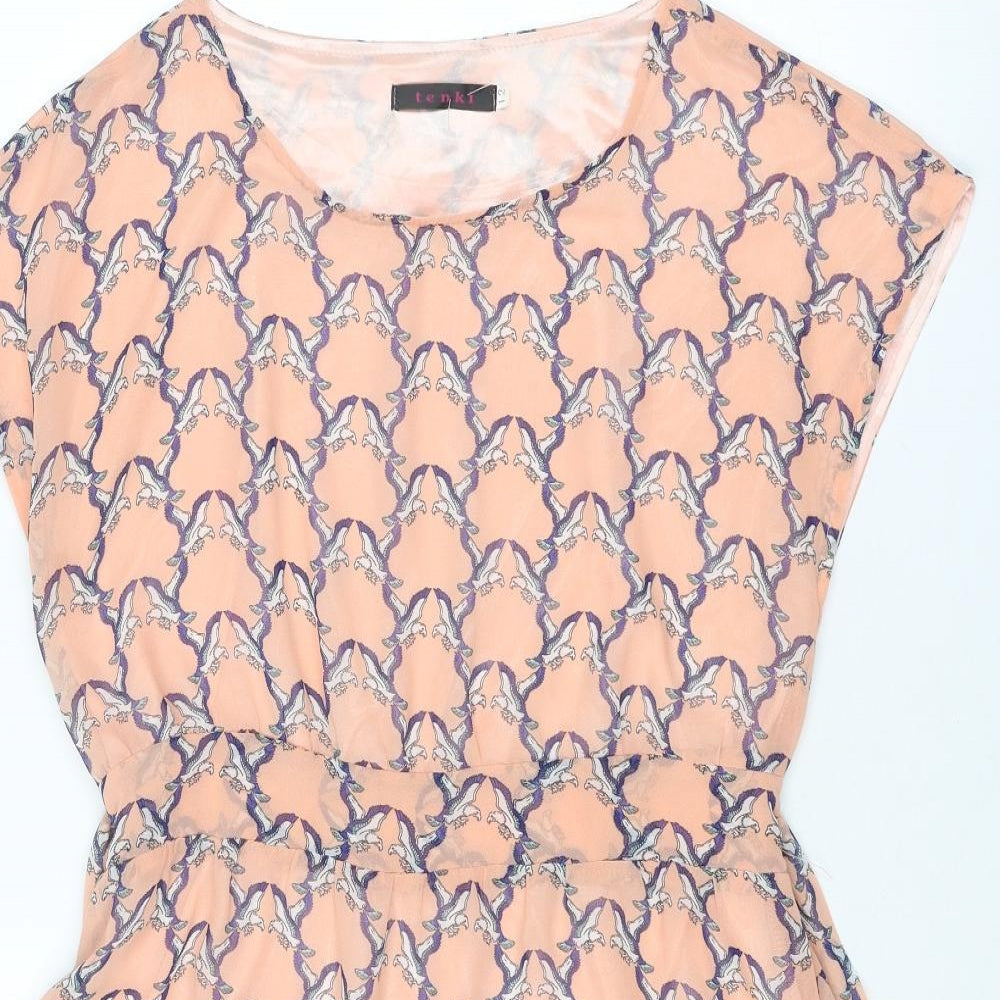 Tenki Womens Pink Geometric Polyester A-Line Size 12 Round Neck Pullover