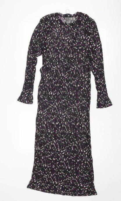 Marks and Spencer Womens Black Geometric Polyester Maxi Size 10 Round Neck Pullover