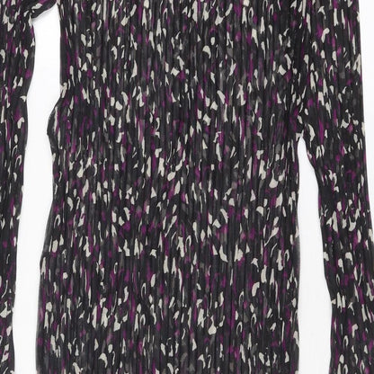Marks and Spencer Womens Black Geometric Polyester Maxi Size 10 Round Neck Pullover