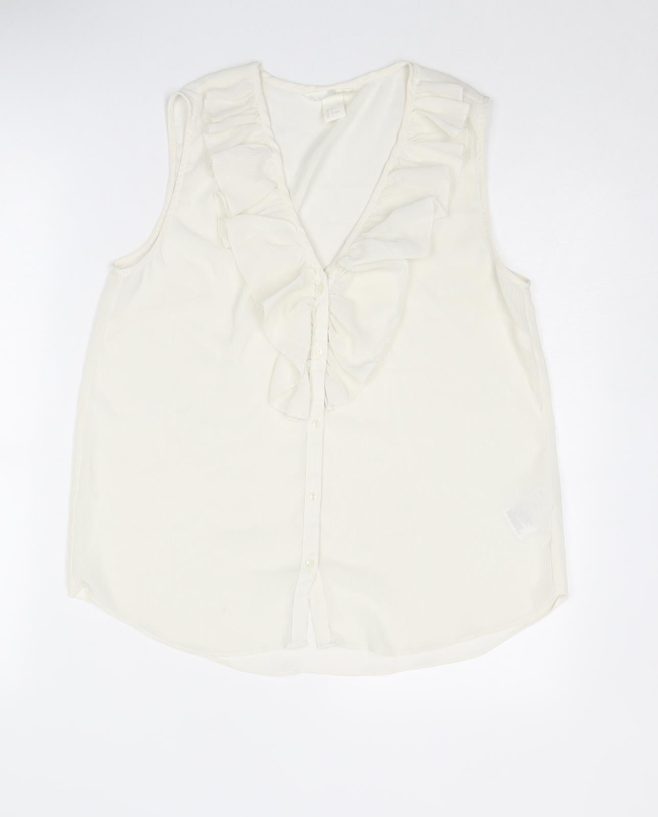 Womens UK Size 10 H&M Ivory Basic Blouse