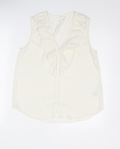 Womens UK Size 10 H&M Ivory Basic Blouse