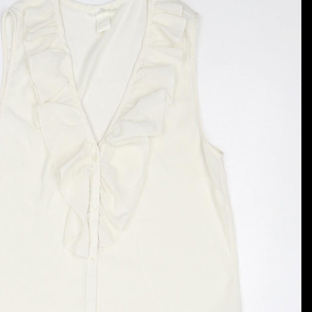 Womens UK Size 10 H&M Ivory Basic Blouse