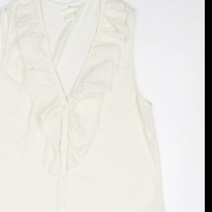 Womens UK Size 10 H&M Ivory Basic Blouse