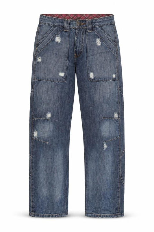 Mens UK Size 30 in Crosshatch Regular Fit Straight Blue Jeans