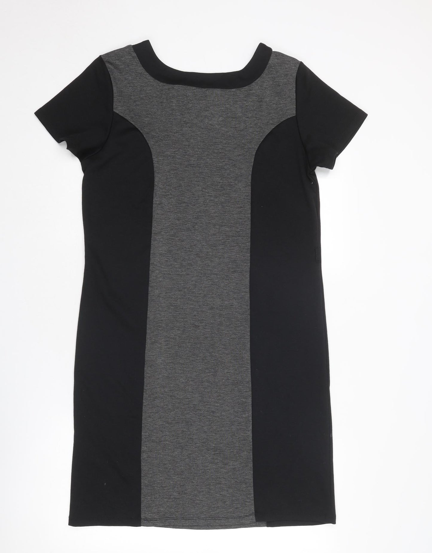 Mimosa Womens Black Colourblock Polyester T-Shirt Dress Size 14 Round Neck Pullover