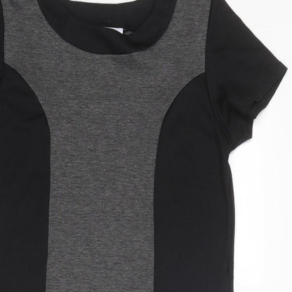 Mimosa Womens Black Colourblock Polyester T-Shirt Dress Size 14 Round Neck Pullover