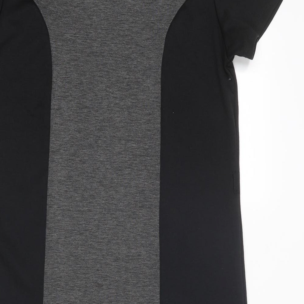 Mimosa Womens Black Colourblock Polyester T-Shirt Dress Size 14 Round Neck Pullover