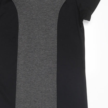 Mimosa Womens Black Colourblock Polyester T-Shirt Dress Size 14 Round Neck Pullover