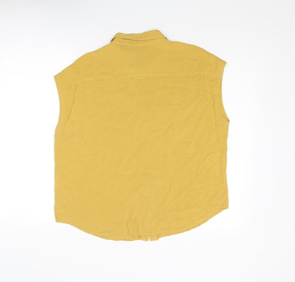Womens UK Size M United Colors of Benetton Yellow Basic Button-Up