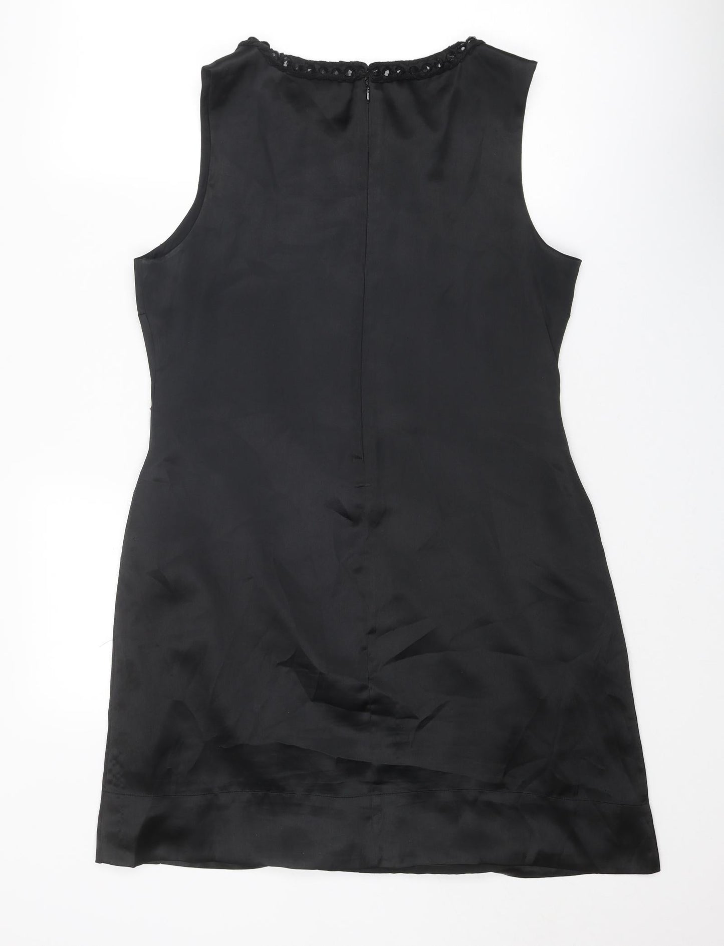 Miss Selfridge Womens Black Polyester Shift Size 14 Round Neck Zip