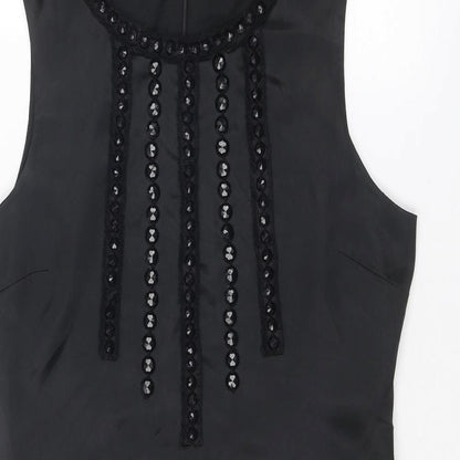 Miss Selfridge Womens Black Polyester Shift Size 14 Round Neck Zip