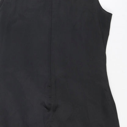 Miss Selfridge Womens Black Polyester Shift Size 14 Round Neck Zip