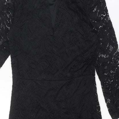 VERO MODA Womens Black Geometric Viscose Shift Size M Round Neck Pullover