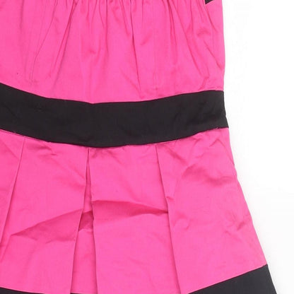 New Look Womens Pink Colourblock Cotton Mini Size 10 Off the Shoulder Zip