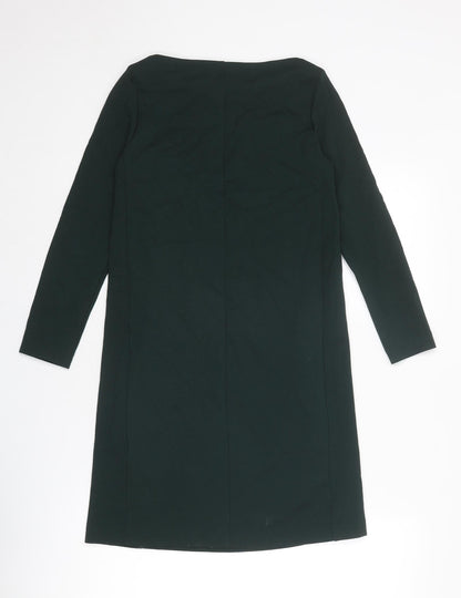 H&M Womens Green Polyester A-Line Size 2XS Boat Neck Zip