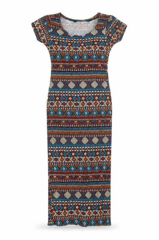 Cameo Rose Womens Multicoloured Geometric Viscose Bodycon Size S Boat Neck Pullover