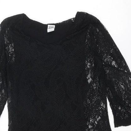 VERO MODA Womens Black Polyester Mini Size L Boat Neck Pullover