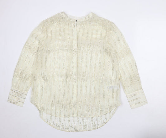 Womens UK Size 10 Marks and Spencer Ivory Basic Button-Up